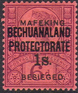 Mafeking 1s sans serif on Bechuanaland Protectorate Rossi 72