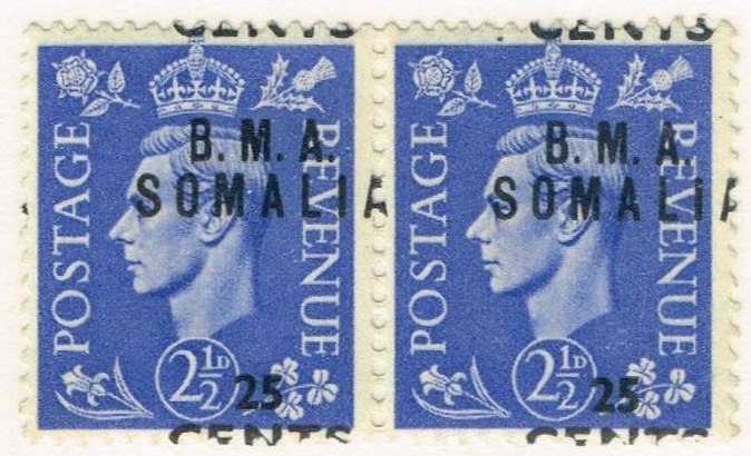 25 Cents on 2½d misplaced overprint
